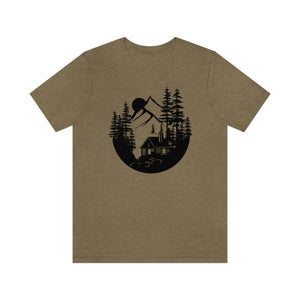 Cabin in The Woods Sketch Men's Short Sleeve Graphic Tee