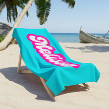 Load image into Gallery viewer, The Melissa Retro Neon Blue and Pink Custom Name Beach Towel
