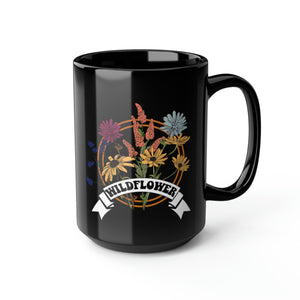 Wildflower Black Mug, 15oz