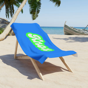 The Knox Retro Neon Blue and Green Custom Name Beach Towel