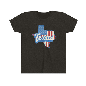 Texas State Red White Blue Girls Youth Retro T-shirt