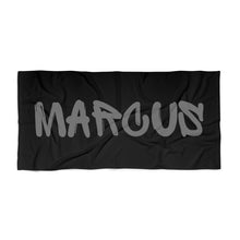 Load image into Gallery viewer, The Marcus Black and Grey Custom Name Beach Towel
