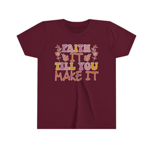 Faith It Till You Make It Youth Girls Retro T-shirt