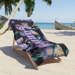 The Lauren Butterflies Custom Name Beach Towel