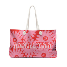 Load image into Gallery viewer, Pink and Red Daisy Weekender/Beach Bag
