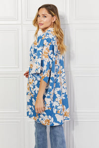 Justin Taylor Time To Grow Floral Kimono in Chambray