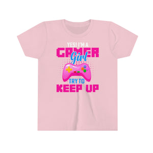 Yes I'm A Gamer Girl Youth Girls Retro T-shirt