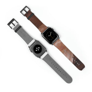 Brown Marble Faux-Leather Apple Watch Band