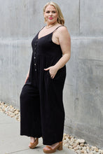 Load image into Gallery viewer, HEYSON All Day Full Size Wide Leg Button Down Jumpsuit in Black
