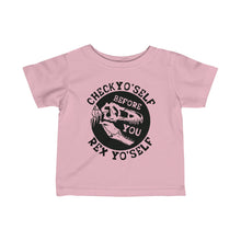 Load image into Gallery viewer, Check Yo Self Dino Infant Fine Jersey Tee
