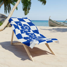 Load image into Gallery viewer, The Brody Blue and White Checker Custom Name Beach Towel
