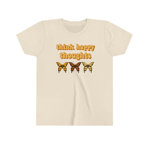 Think Happy Thoughts Butterflies Girls Youth Retro T-shirt