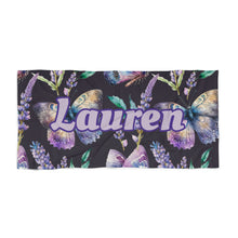 Load image into Gallery viewer, The Lauren Butterflies Custom Name Beach Towel
