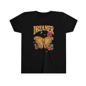 Dreamer Yellow Butterfly Youth Girls Retro T-shirt