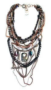 Multi Color Statement Necklace With Swarovski Crystals.