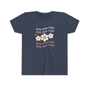 Yes You Can Retro Flowers Girls Youth T-shirt