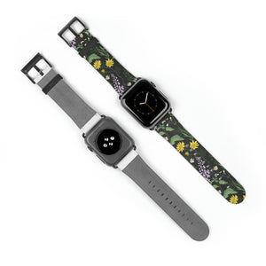 Vintage Flowers Faux-Leather Apple Watch Band