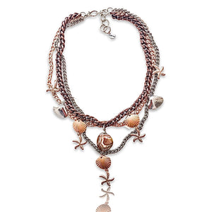 Statement Necklace With Shells, Starfish and Agate Stone