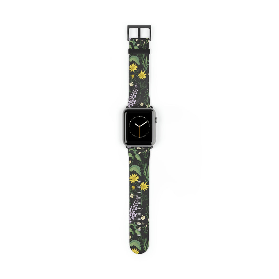 Vintage Flowers Faux-Leather Apple Watch Band