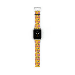 Retro 70's Mushrooms and Flowers Faux-Leather Apple Watch Band