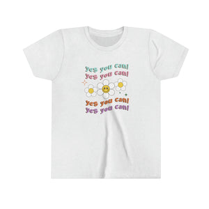 Yes You Can Retro Flowers Girls Youth T-shirt