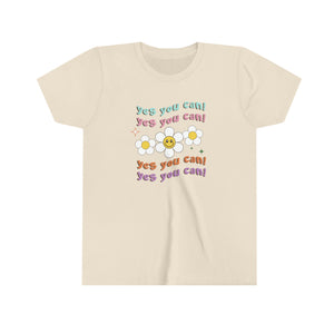 Yes You Can Retro Flowers Girls Youth T-shirt