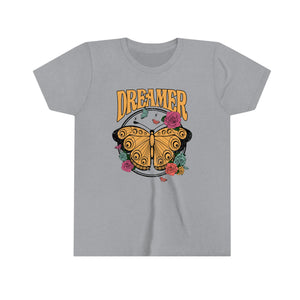 Dreamer Yellow Butterfly Youth Girls Retro T-shirt