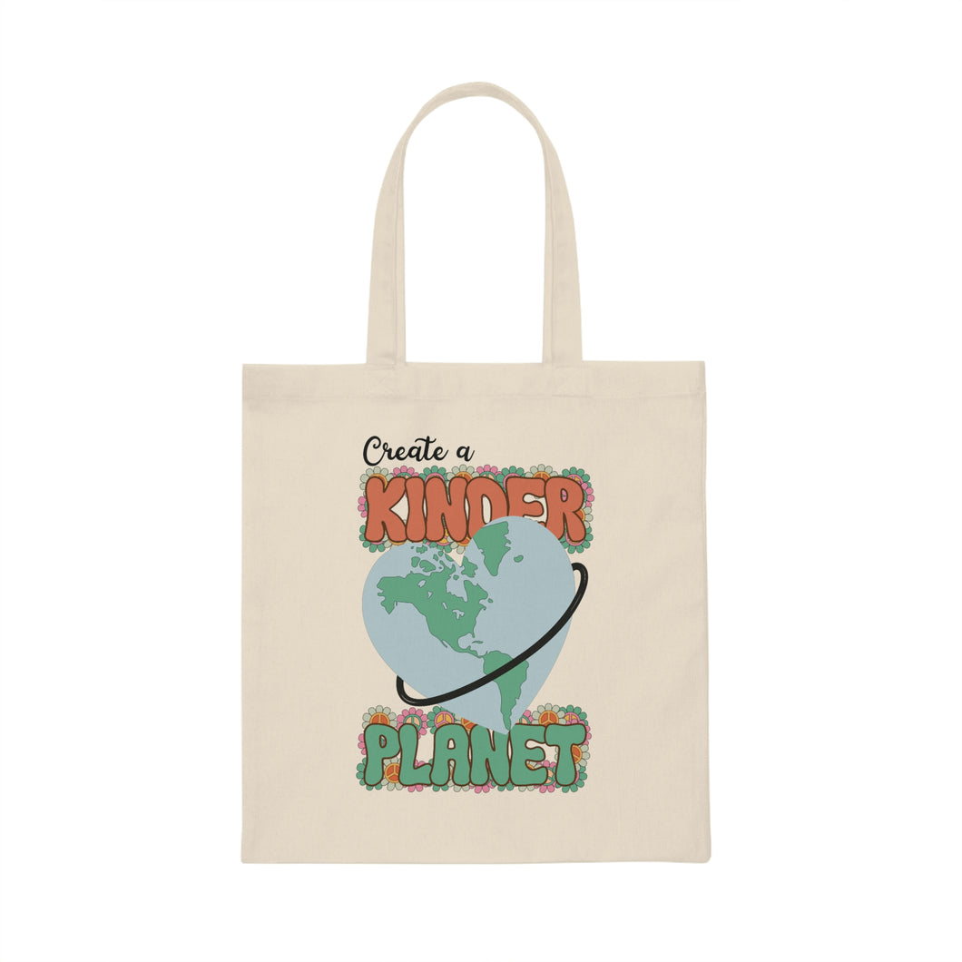 Kinder Planet Retro Canvas Tote Bag