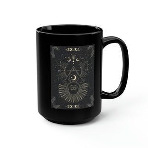 Celestial Tarot Black Mug, 15oz