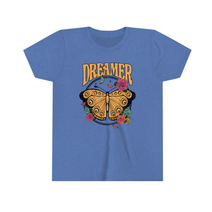 Dreamer Yellow Butterfly Youth Girls Retro T-shirt