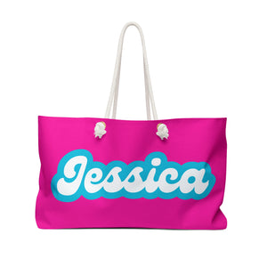 The Jessica Retro Neon Pink and Blue Weekender/Beach Bag