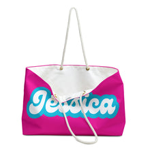 Load image into Gallery viewer, The Jessica Retro Neon Pink and Blue Weekender/Beach Bag
