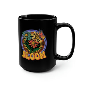 BLOOM RETRO Black Mug, 15oz