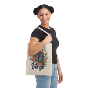 Virgo Floral Retro Canvas Tote Bag