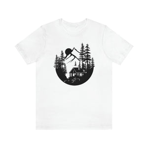 Cabin in The Woods Sketch Men's Short Sleeve Graphic Tee