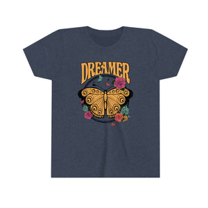 Dreamer Yellow Butterfly Youth Girls Retro T-shirt