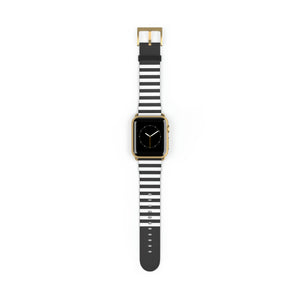 Black and White Stripe Faux-Leather Apple Watch Band