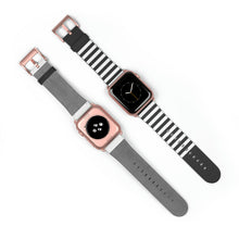 Load image into Gallery viewer, Black and White Stripe Faux-Leather Apple Watch Band
