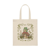 Load image into Gallery viewer, Frog Banjo Cottagecore Canvas Tote Bag
