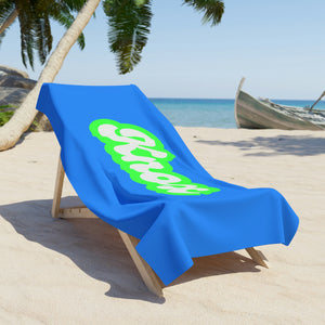 The Knox Retro Neon Blue and Green Custom Name Beach Towel