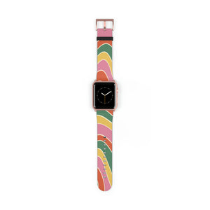 Retro Groove Faux-Leather Apple Watch Band