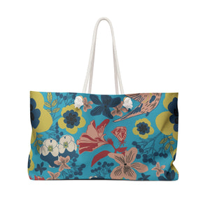 Retro Floral Aqua Weekender/Beach Bag