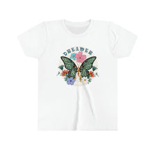 Load image into Gallery viewer, Dreamer Butterfly and Flowers Youth Girls Retro T-shirt
