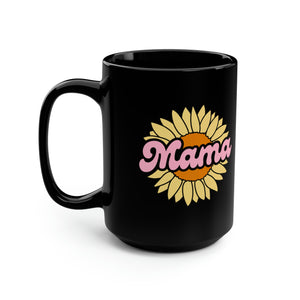 Sunflower Mama Black Mug, 15oz