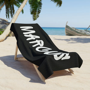 The Marcus Black and White Custom Name Beach Towel