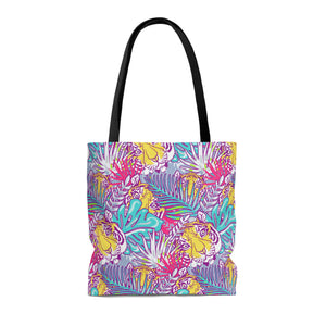 Pink and Blue Jungle Tiger High Quality Tote Bag