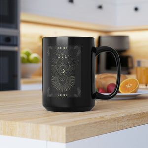 Celestial Tarot Black Mug, 15oz