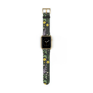 Vintage Flowers Faux-Leather Apple Watch Band