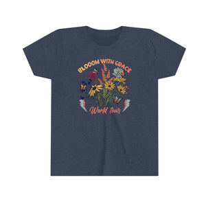 Bloom With Grace Wildflowers Youth Girls Retro T-shirt