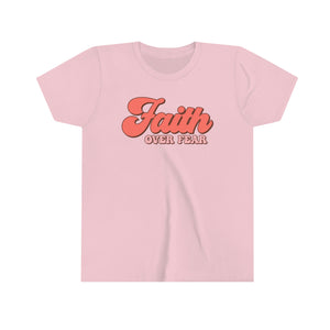 Faith Over Fear Youth Girls Retro T-shirt